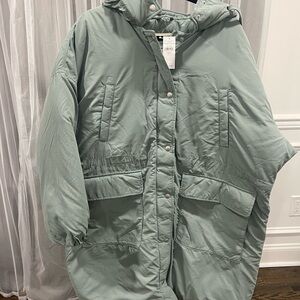 American Eagle Puffer Coat Hooded/Long Jacket Women's Sz L NWT